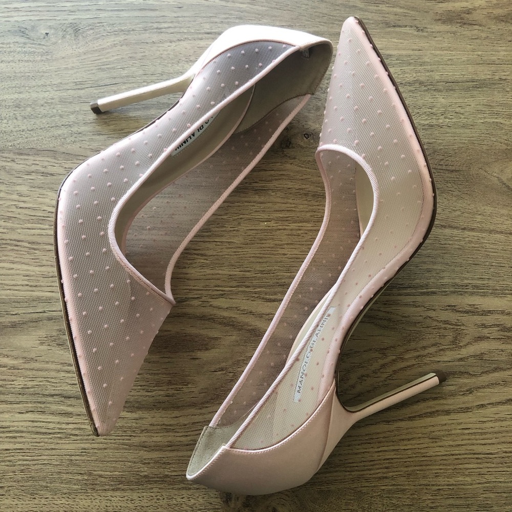 NIB $795 Manolo Blahnik BB Swiss Dot Pointed Toe Pump in Pink - size 10 / 40! - Picture 8 of 16